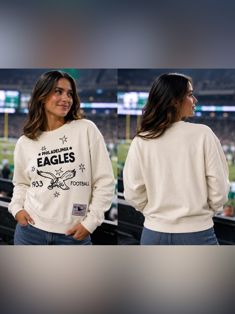 🆕 Mitchell & Ness Philadelphia Eagles Women’s XS Crewneck Sweatshirt BNWT